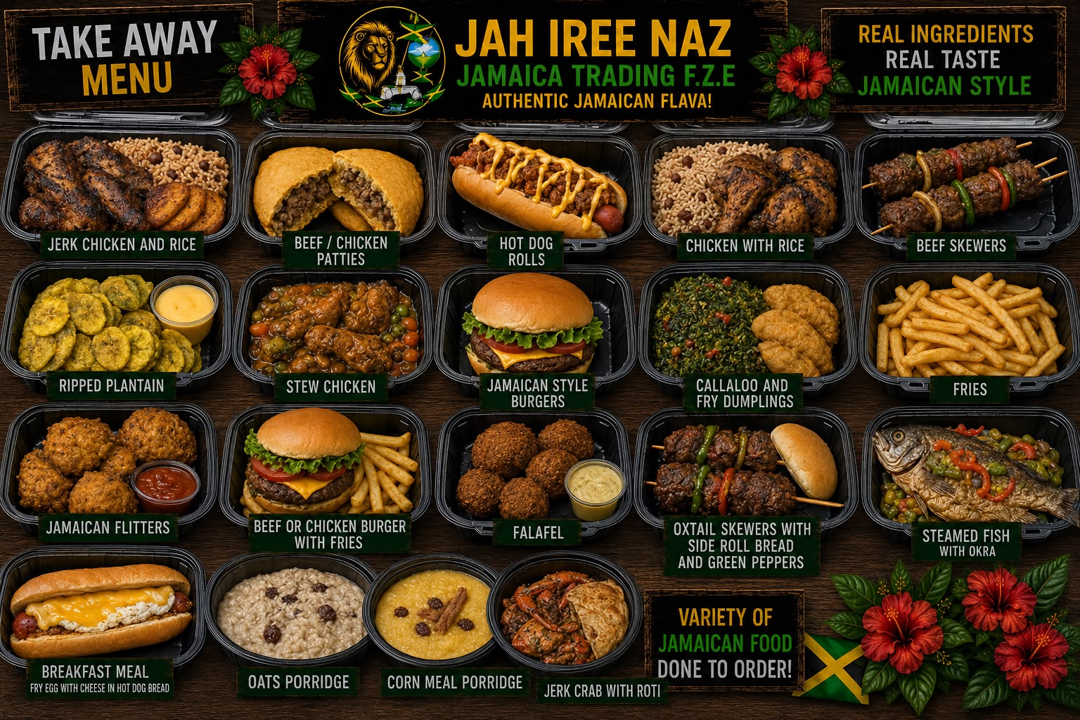 Jah Iree Naz take away menu