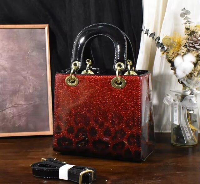 Leopard Print Glitter Tote Satchel